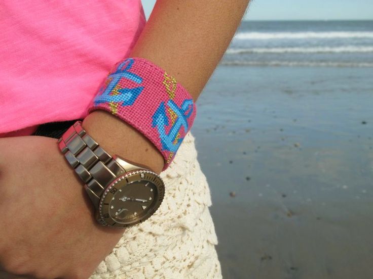 Needlepoint Francesca Joy Anchors Cuff Bracelet
