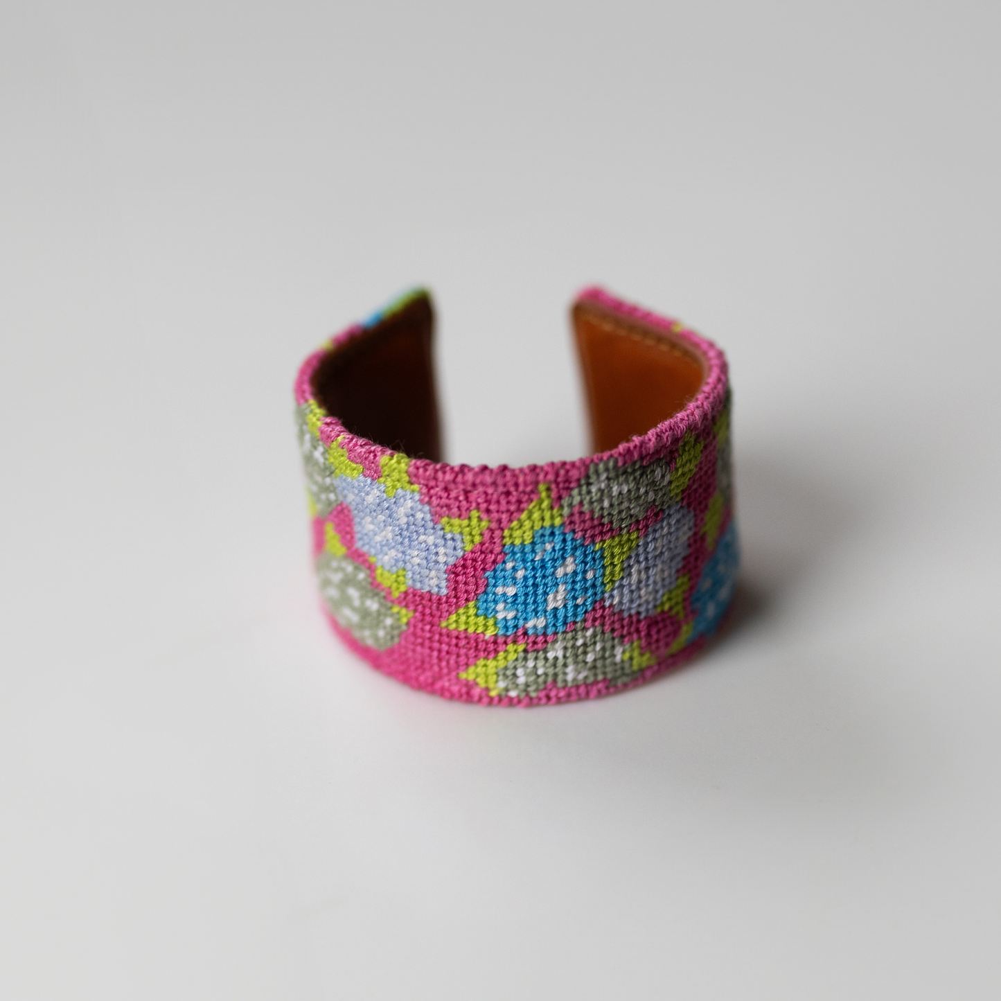 Needlepoint Hydrangea Cuff Bracelet