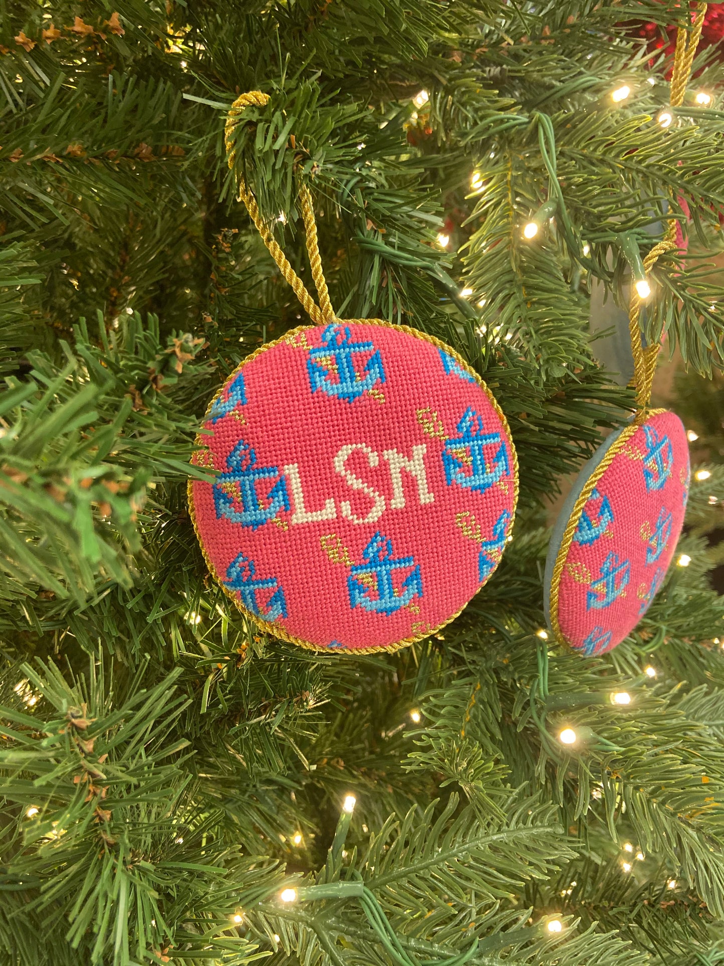 Needlepoint Monogram Starfish Ornament