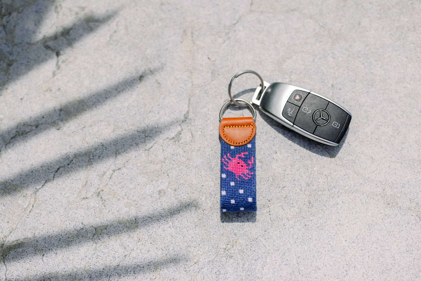 Needlepoint Crab Key Chain
