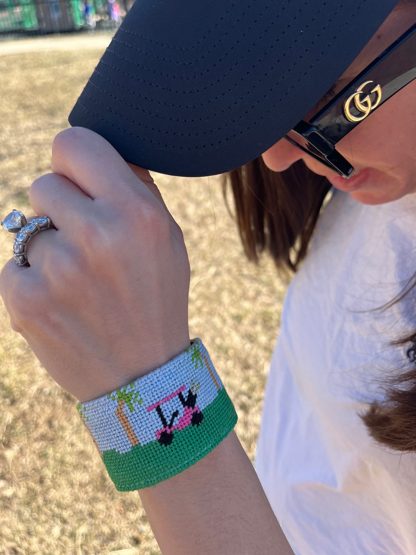 Needlepoint Golf Cuff Bracelet