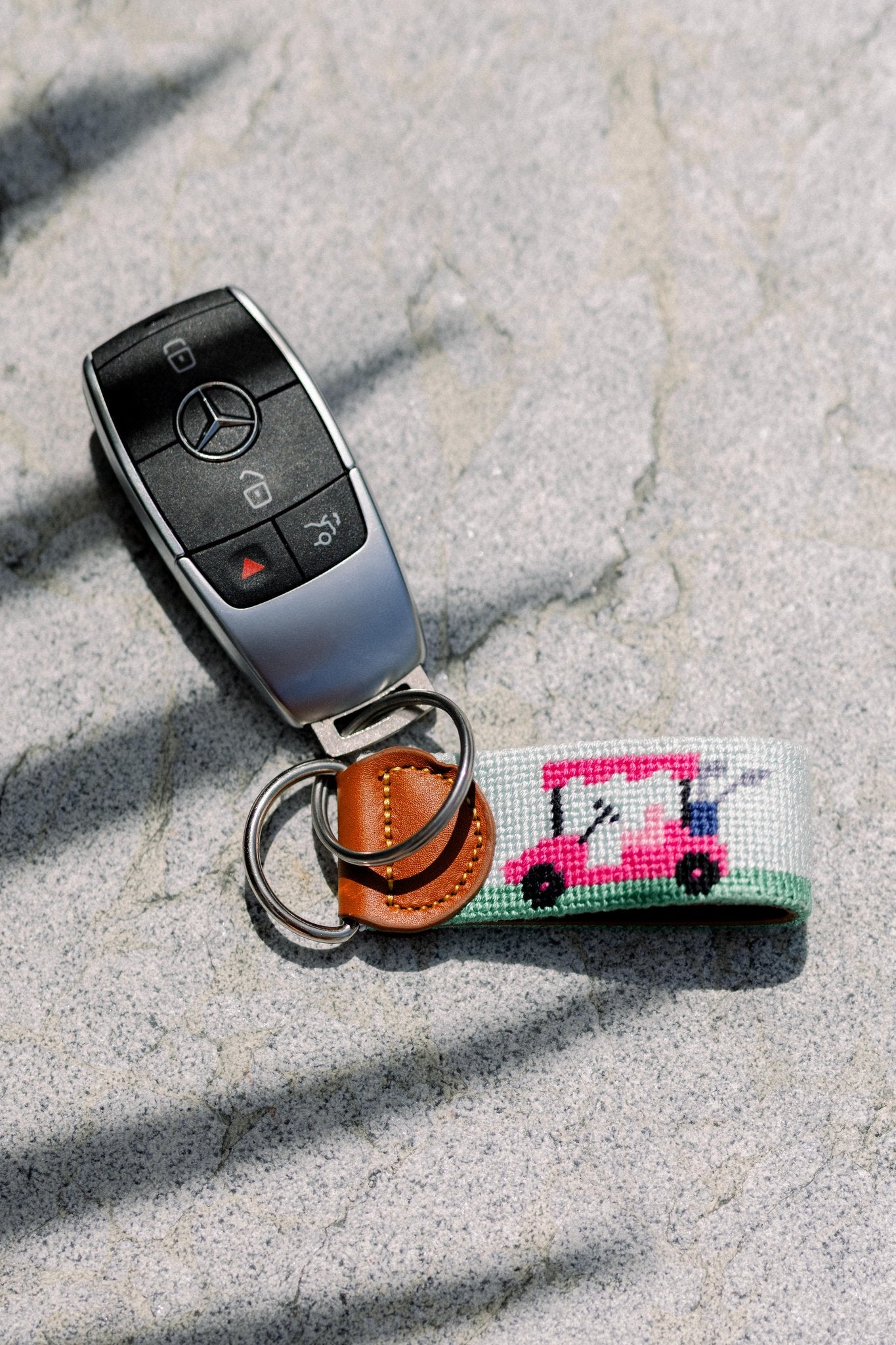 Needlepoint Ladies Golf Cart Key Chain