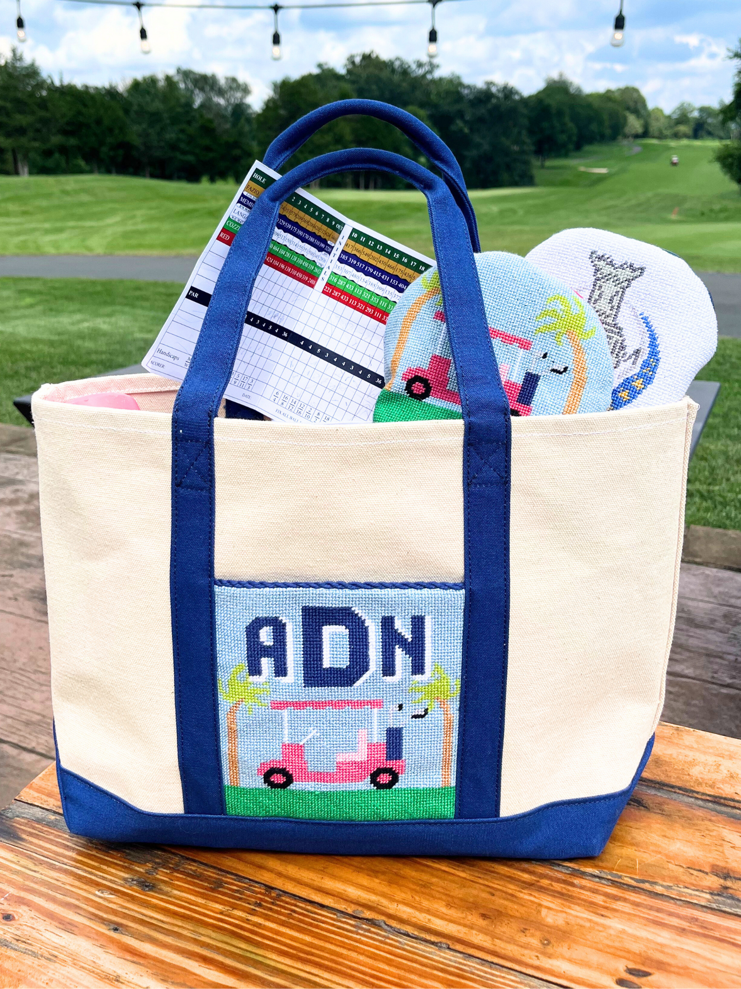 Needlepoint Golf Tote Bag
