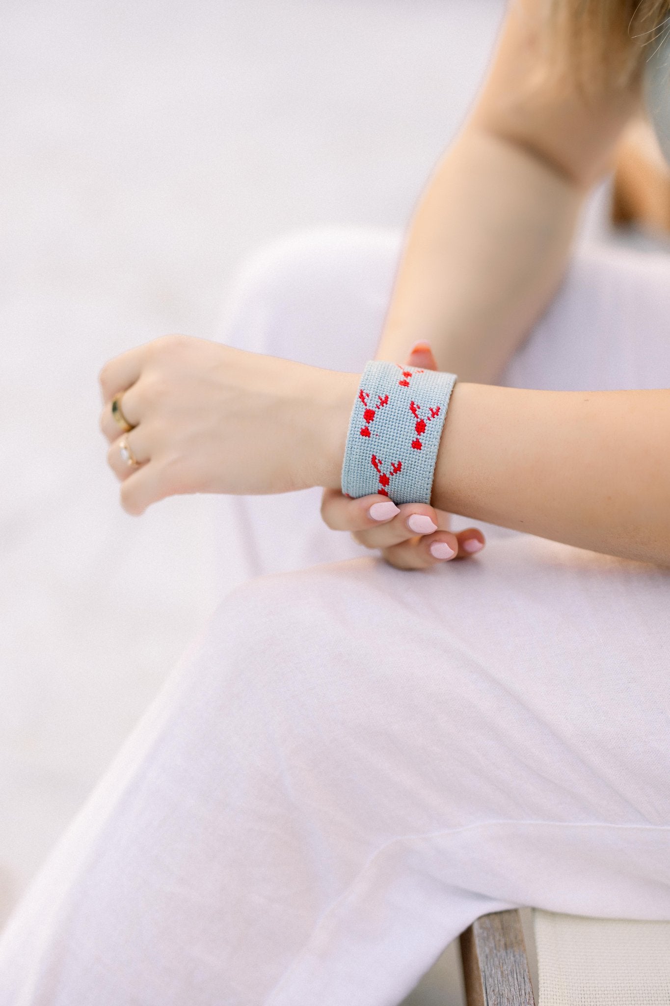 Maine Lobster Needlepoint Cuff Bracelet