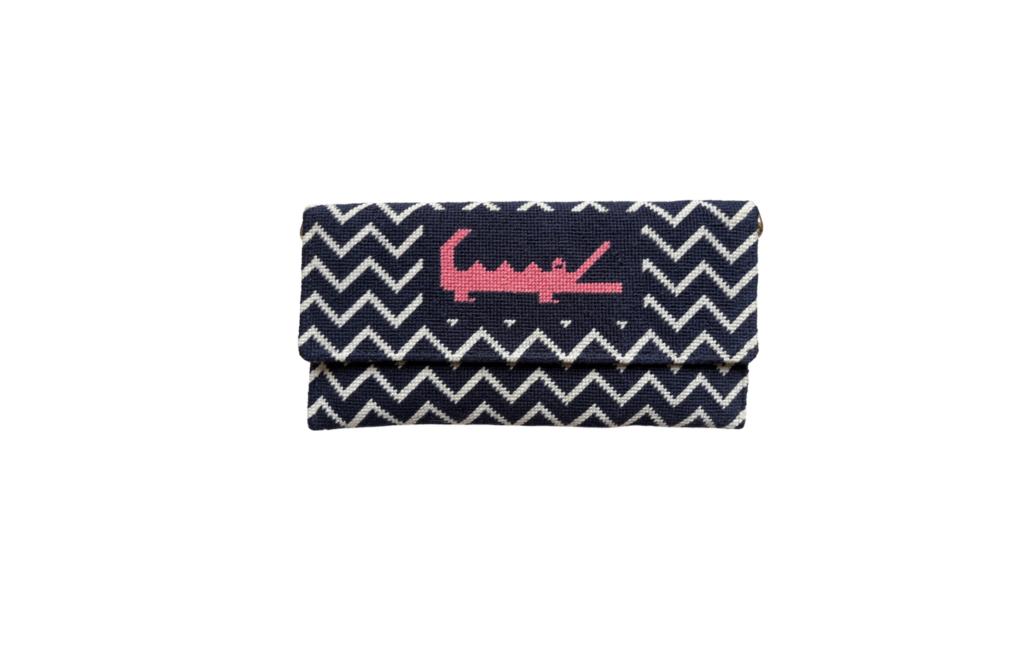 Needlepoint Alligator Clutch Purse
