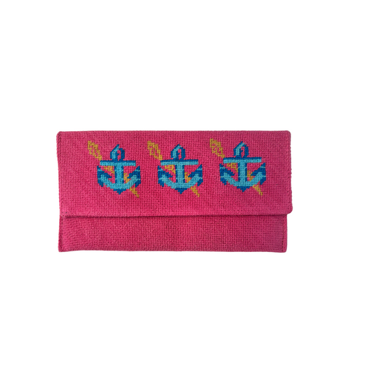 Needlepoint Anchors Clutch Purse