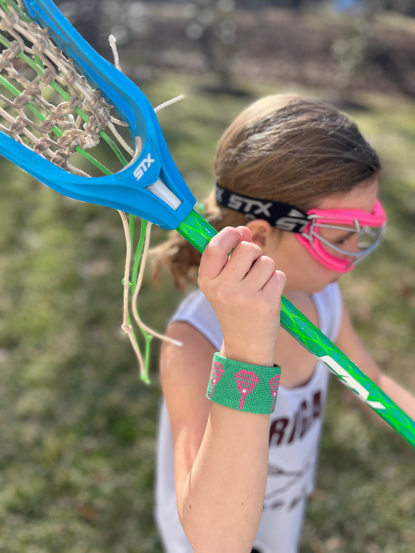 Needlepoint Lacrosse Cuff Bracelet