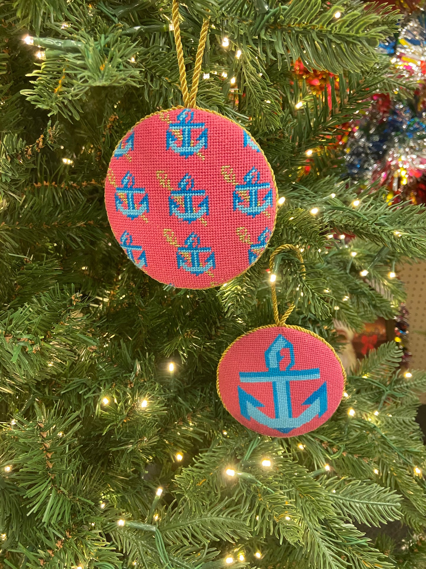 Needlepoint Anchors Ornament