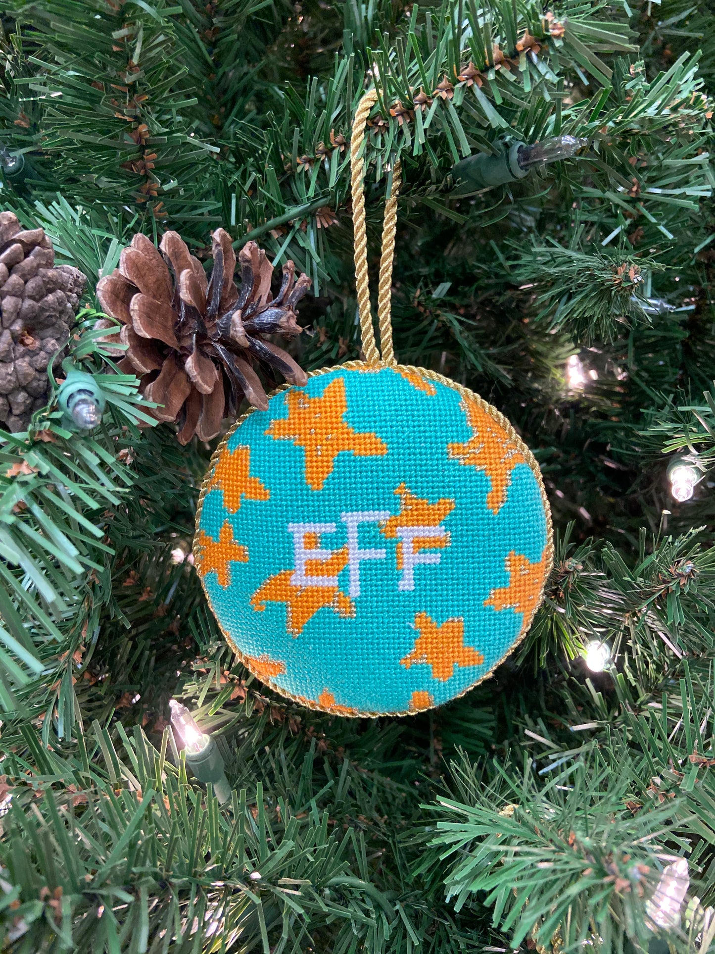 Needlepoint Monogram Starfish Ornament