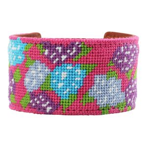 Needlepoint Hydrangea Cuff Bracelet