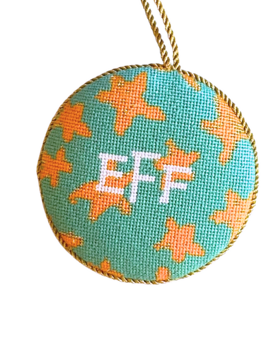Needlepoint Monogram Starfish Ornament