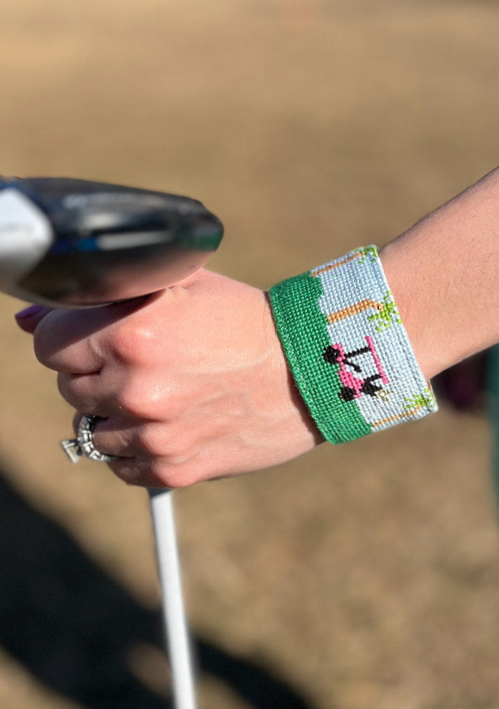 Needlepoint Golf Cuff Bracelet