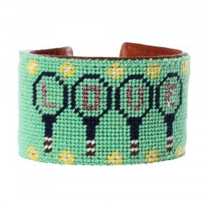 Needlepoint Tennis LOVE Cuff Bracelet