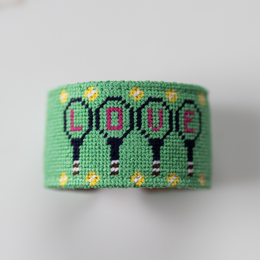 Needlepoint Tennis LOVE Cuff Bracelet