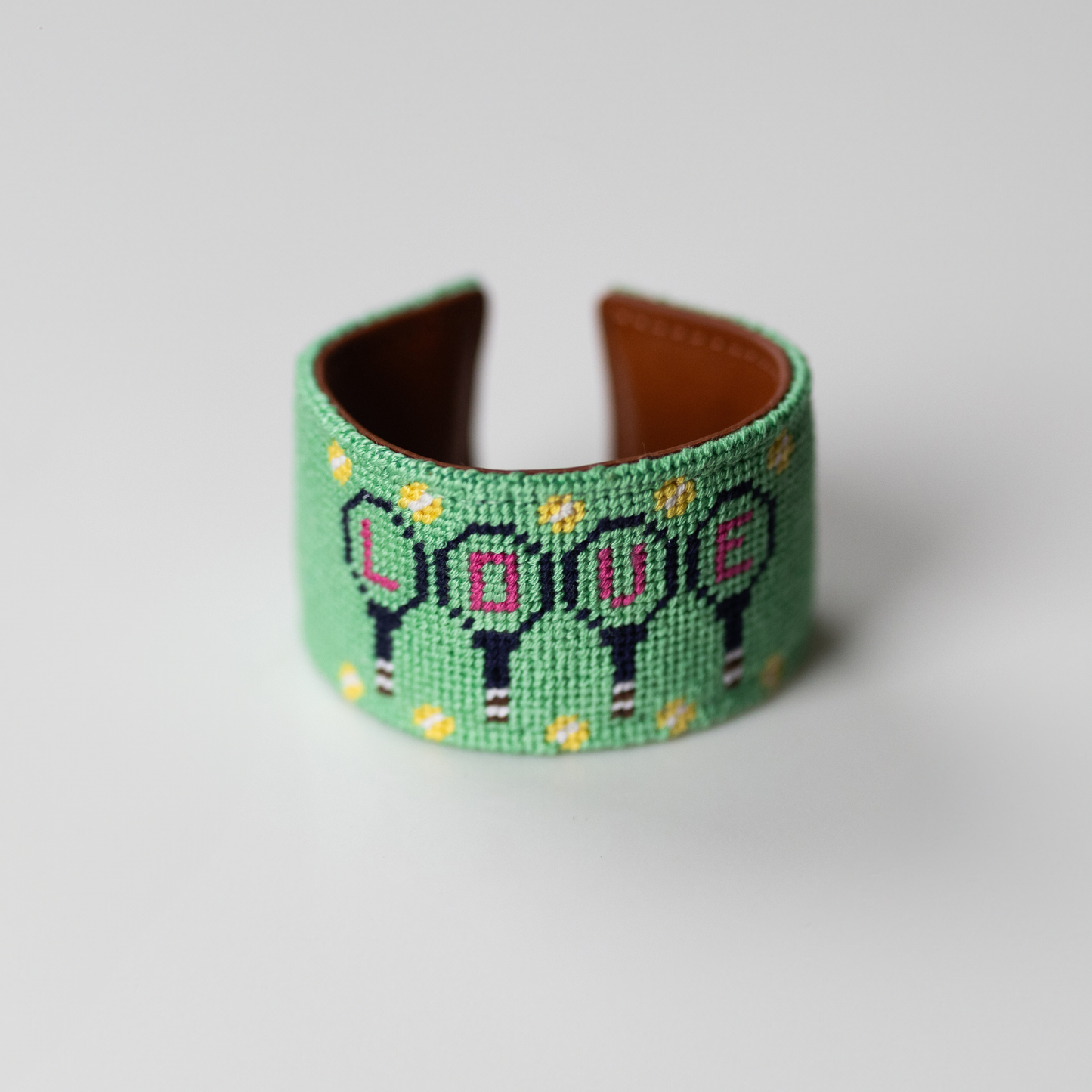 Needlepoint Tennis LOVE Cuff Bracelet