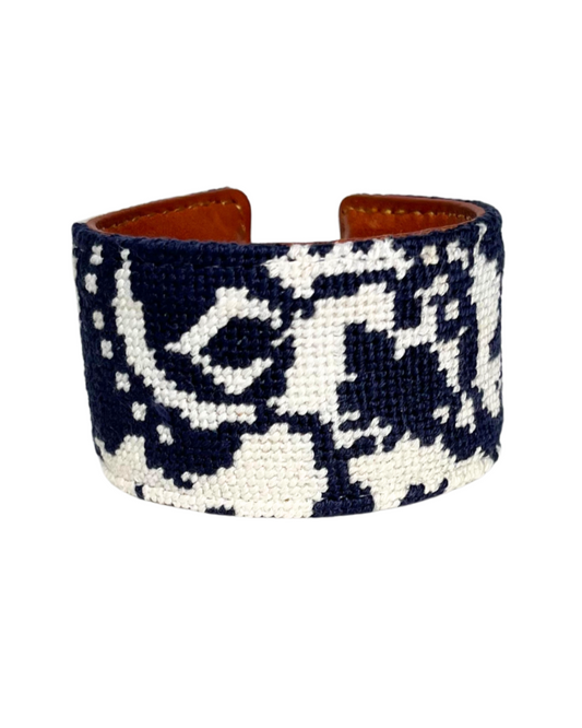 Navy Paisley Needlepoint Cuff