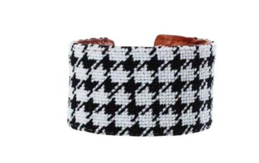 Needlepoint Houndstooth Cuff Bracelet