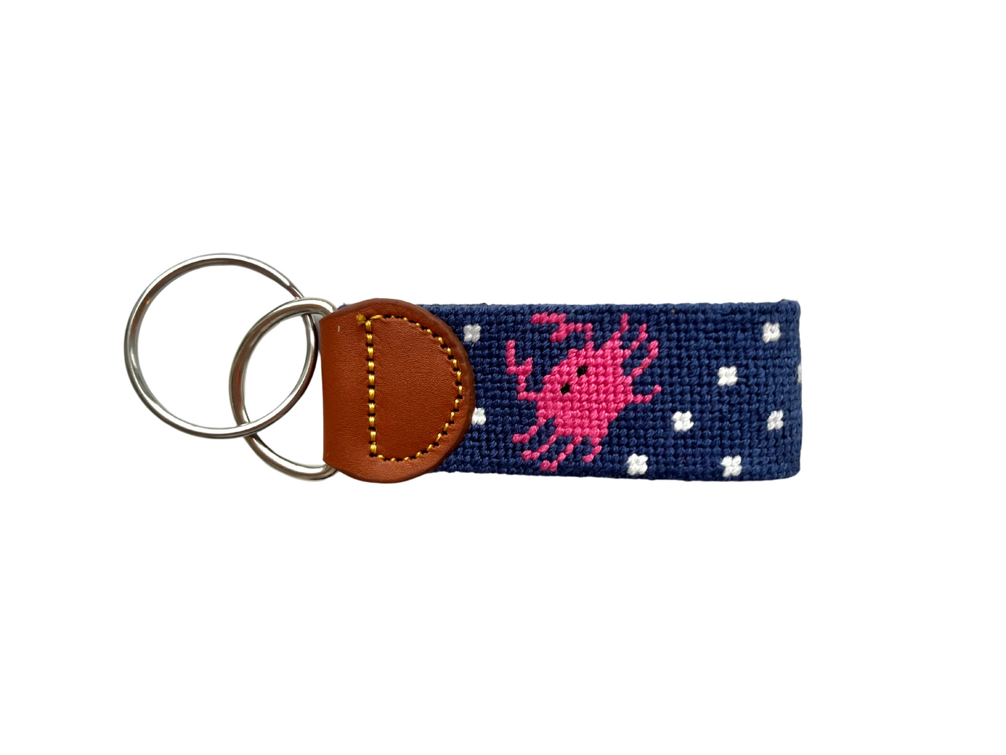 Needlepoint Crab Key Chain