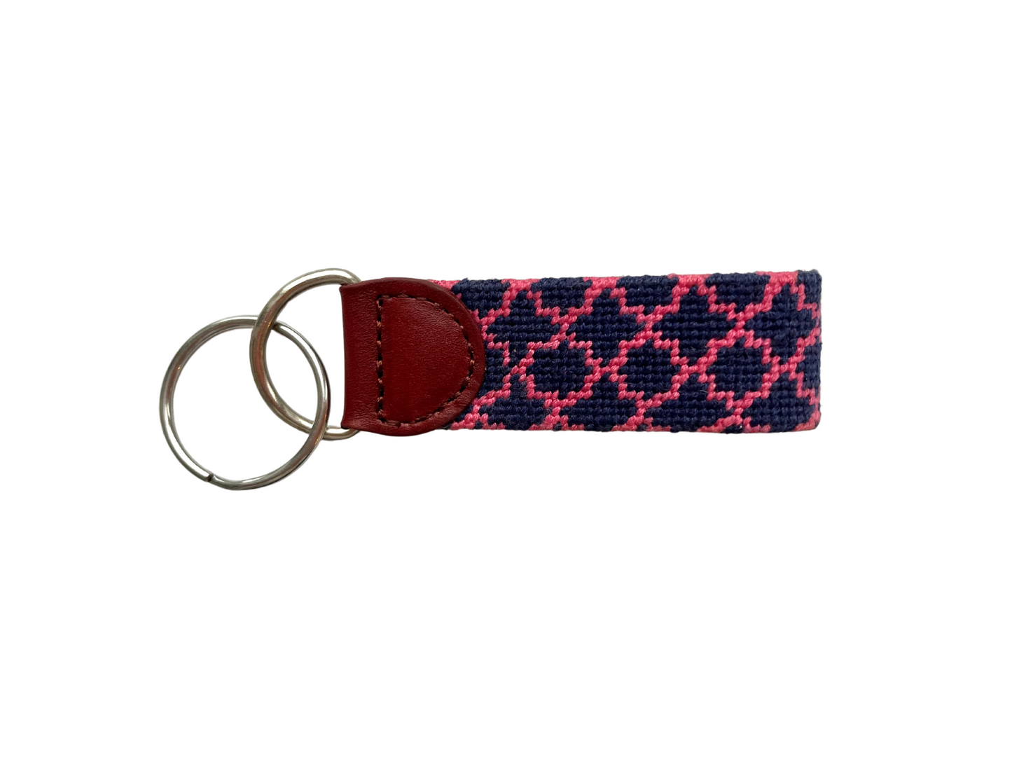Needlepoint Quatrefoil Keychain